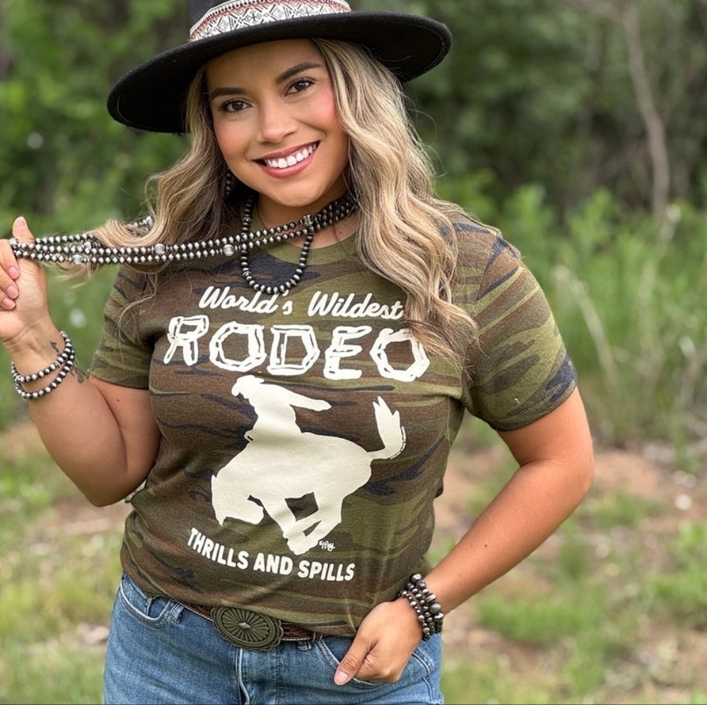 NWT Texas True Threads Camo Rodeo Graphic Tee Shirt  World's Wildest Rodeo Camo